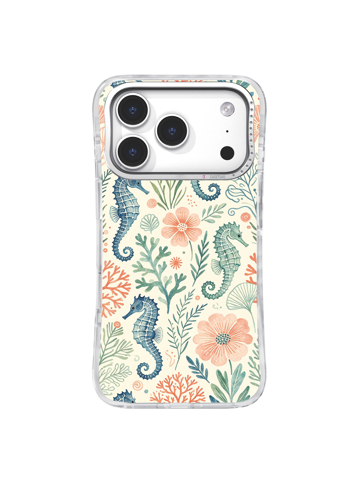 Coral Seahorse Garden iPhone 17 Pro case view 1