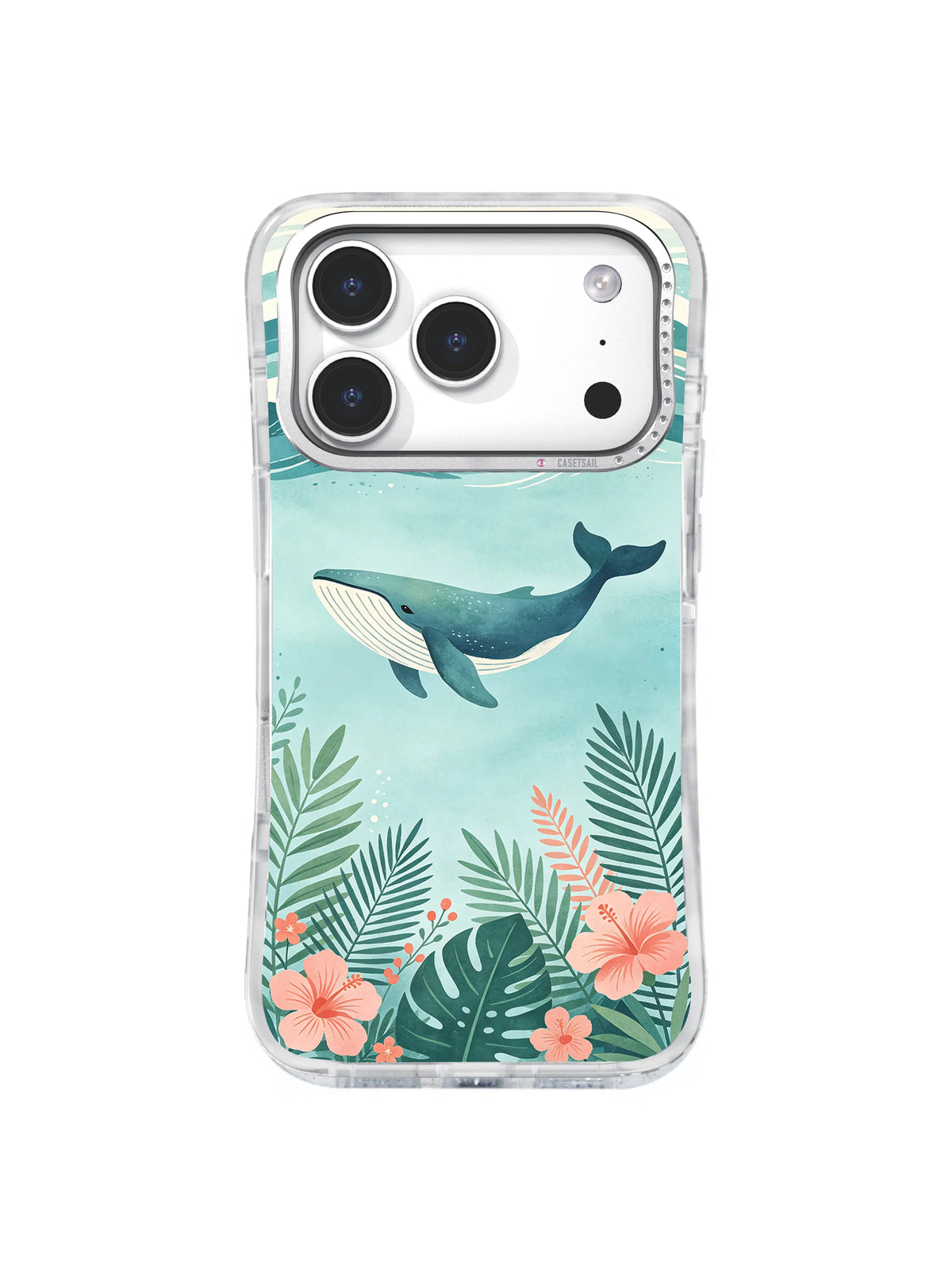 Aqua Palm Whale pattern iPhone 17 Pro case
