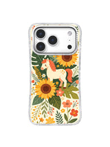Sunflower Pony Parade iPhone 17 Pro case front detail
