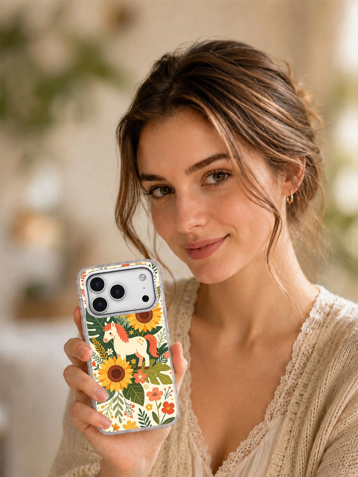 Sunflower Pony Parade iPhone case lifestyle view