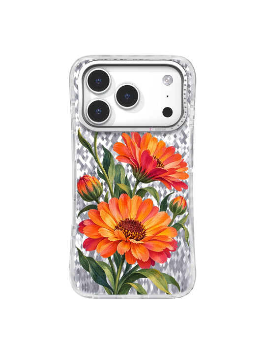 First March orange and pink marigold artwork for iPhone 17 Pro Case