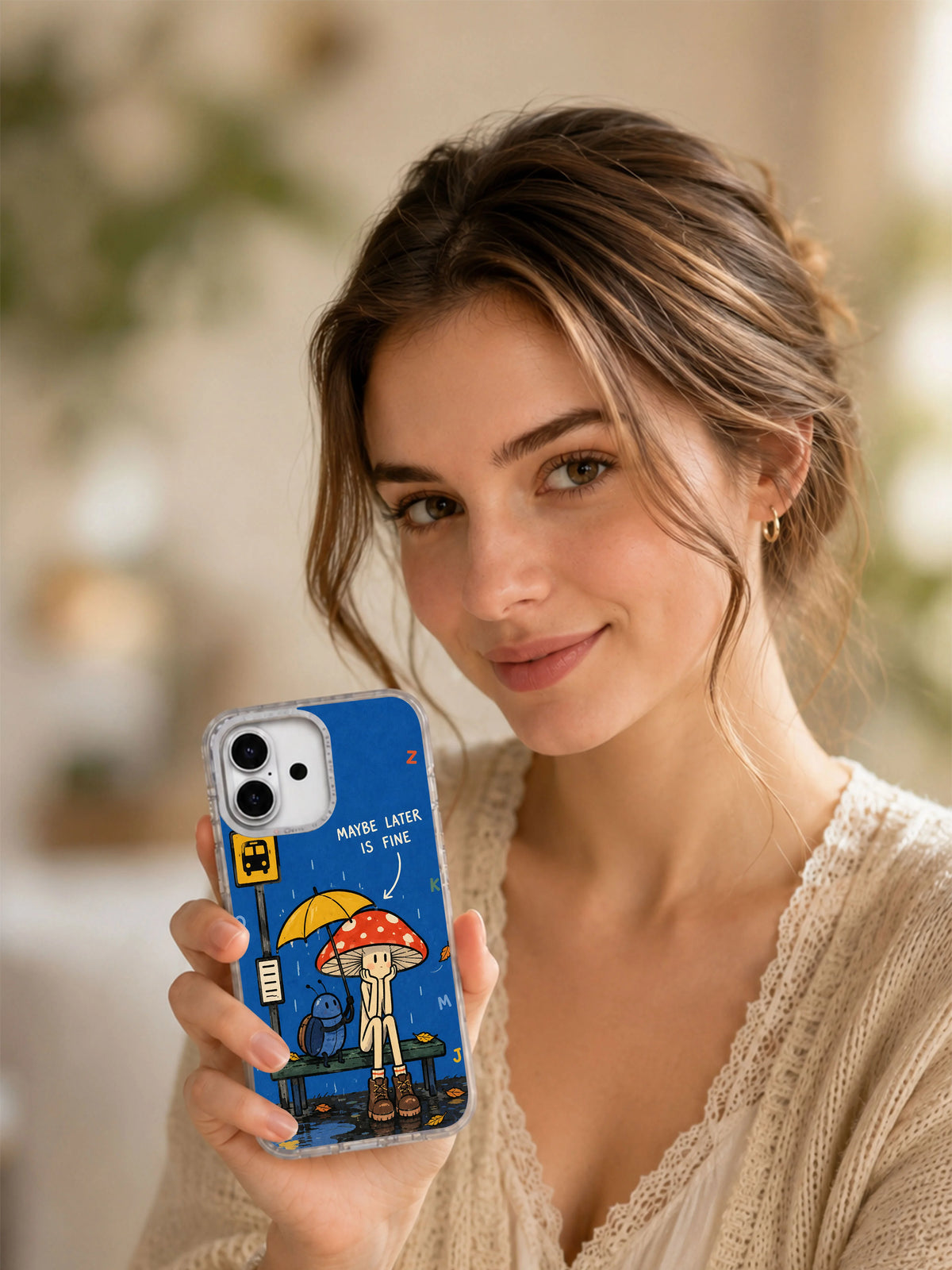 Maybe Later Is Fine iPhone 16 Case lifestyle scene