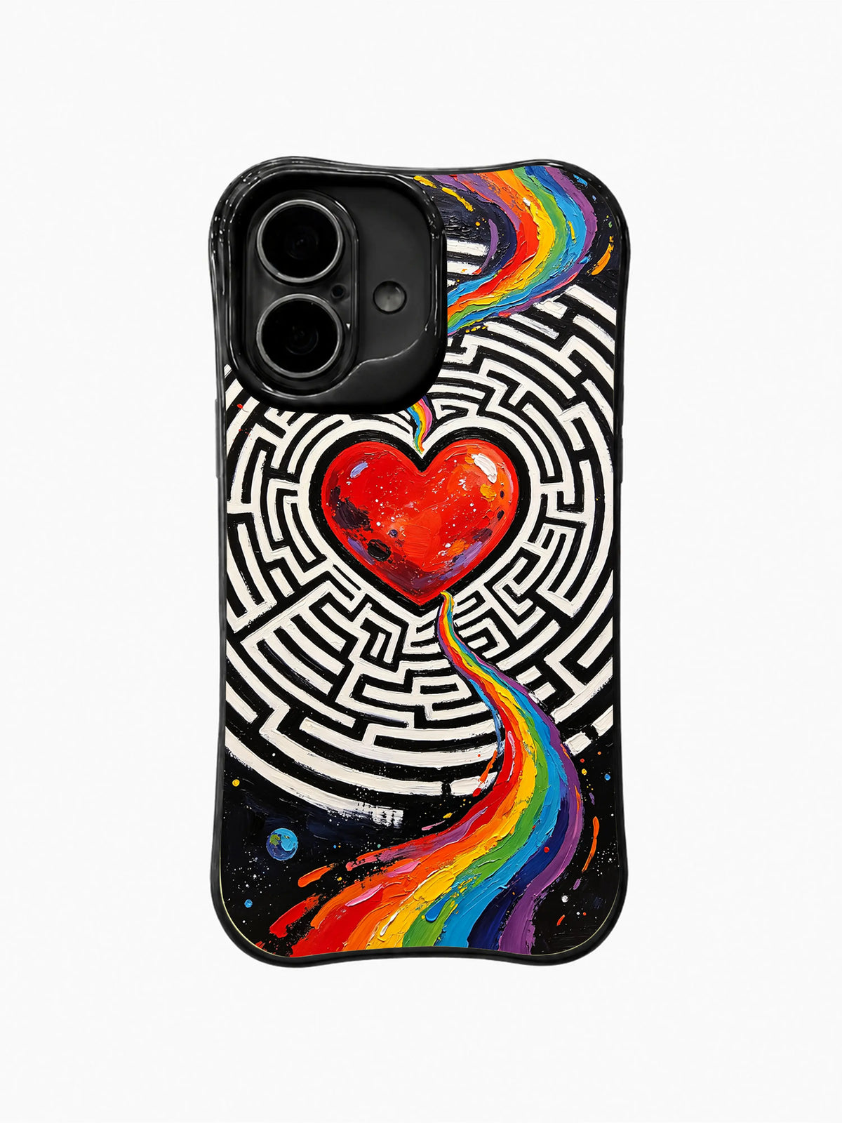 Maze to the Heart pattern iPhone 16 Plus case