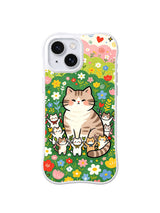 Meadow Cat Family pattern on iPhone 15 case