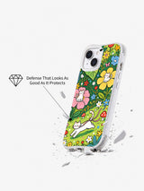 Cute floral cat iPhone 15 case lifestyle view