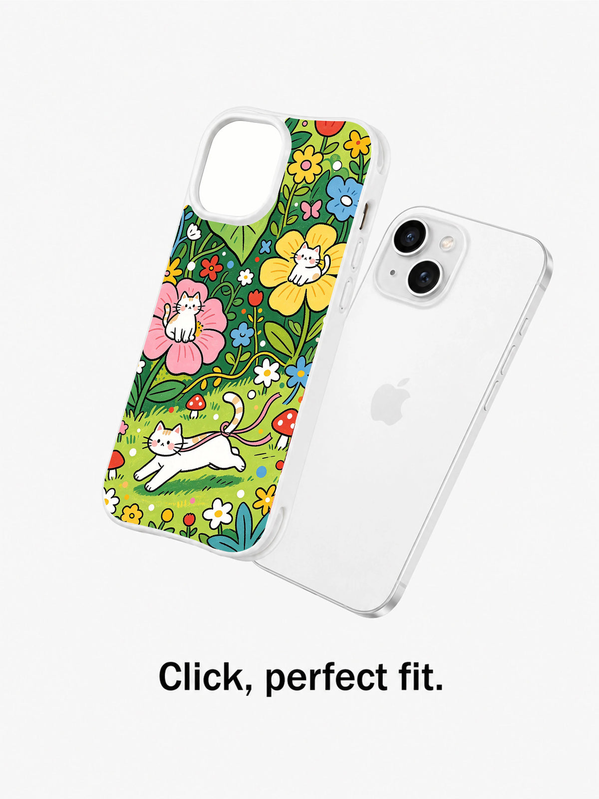Green meadow kitten phone case detail