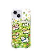 Giant Flower Kittens pattern on iPhone 15 case