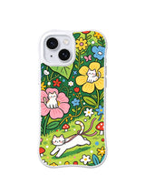 Rainbow Stream Cats pattern on iPhone 15 case
