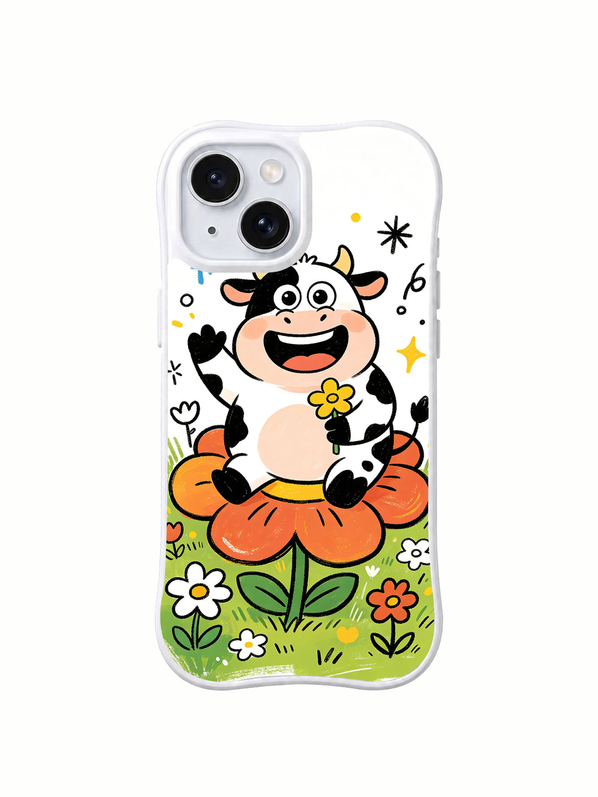 Product or handheld view of the Meadow Smile Cow case