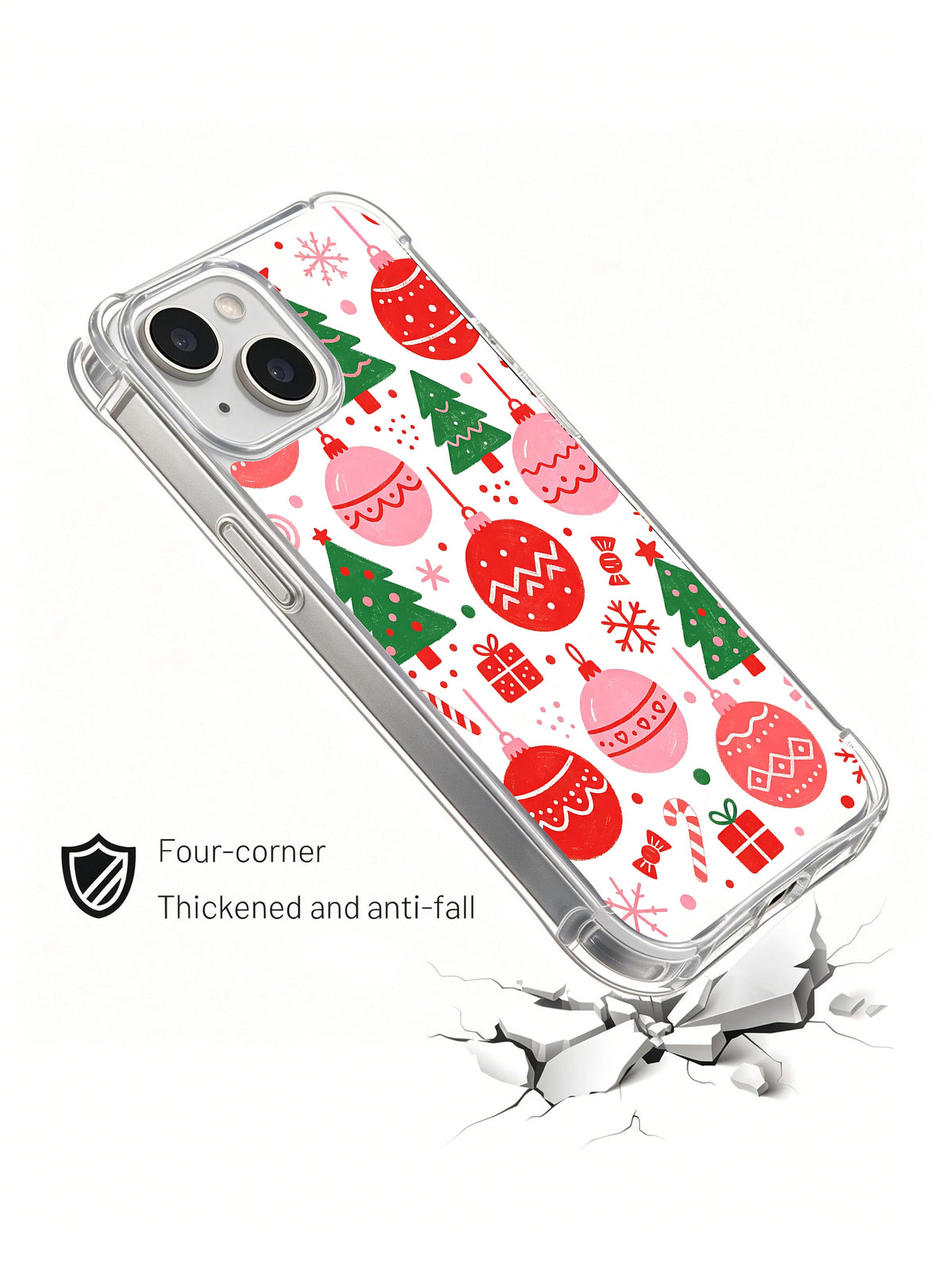 Merry Ornament Wishes iPhone 13 case angled view