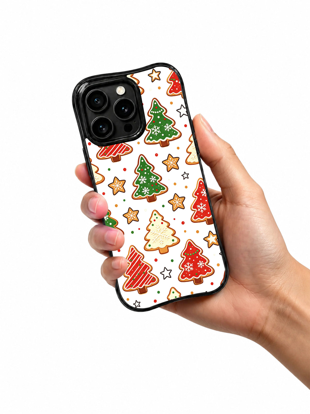 Merry Sprinkle Rhythm iPhone 13 Pro case held in hand