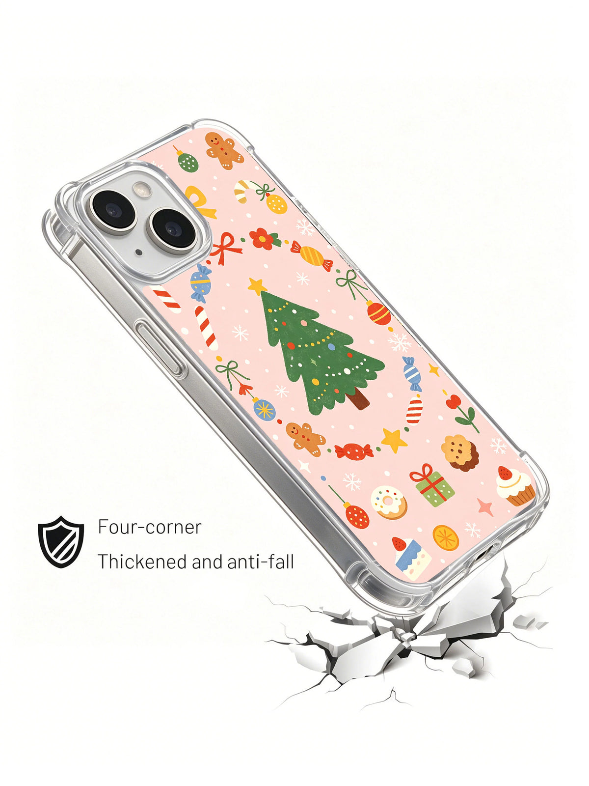 Christmas Candy Garden iPhone 14 Plus case corner-impact presentation