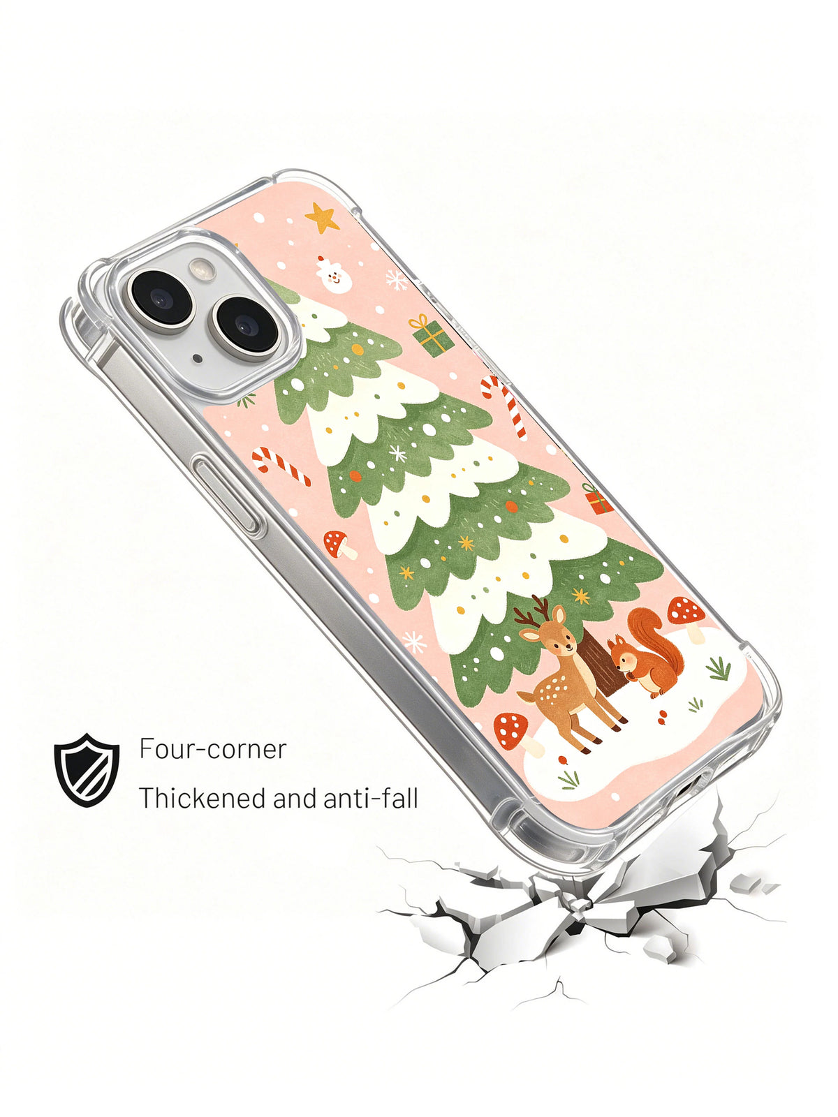 Little Christmas Forest iPhone 14 Plus case corner-impact presentation