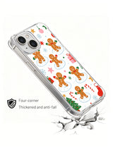Hand-drawn gingerbread holiday iPhone 13 case side view