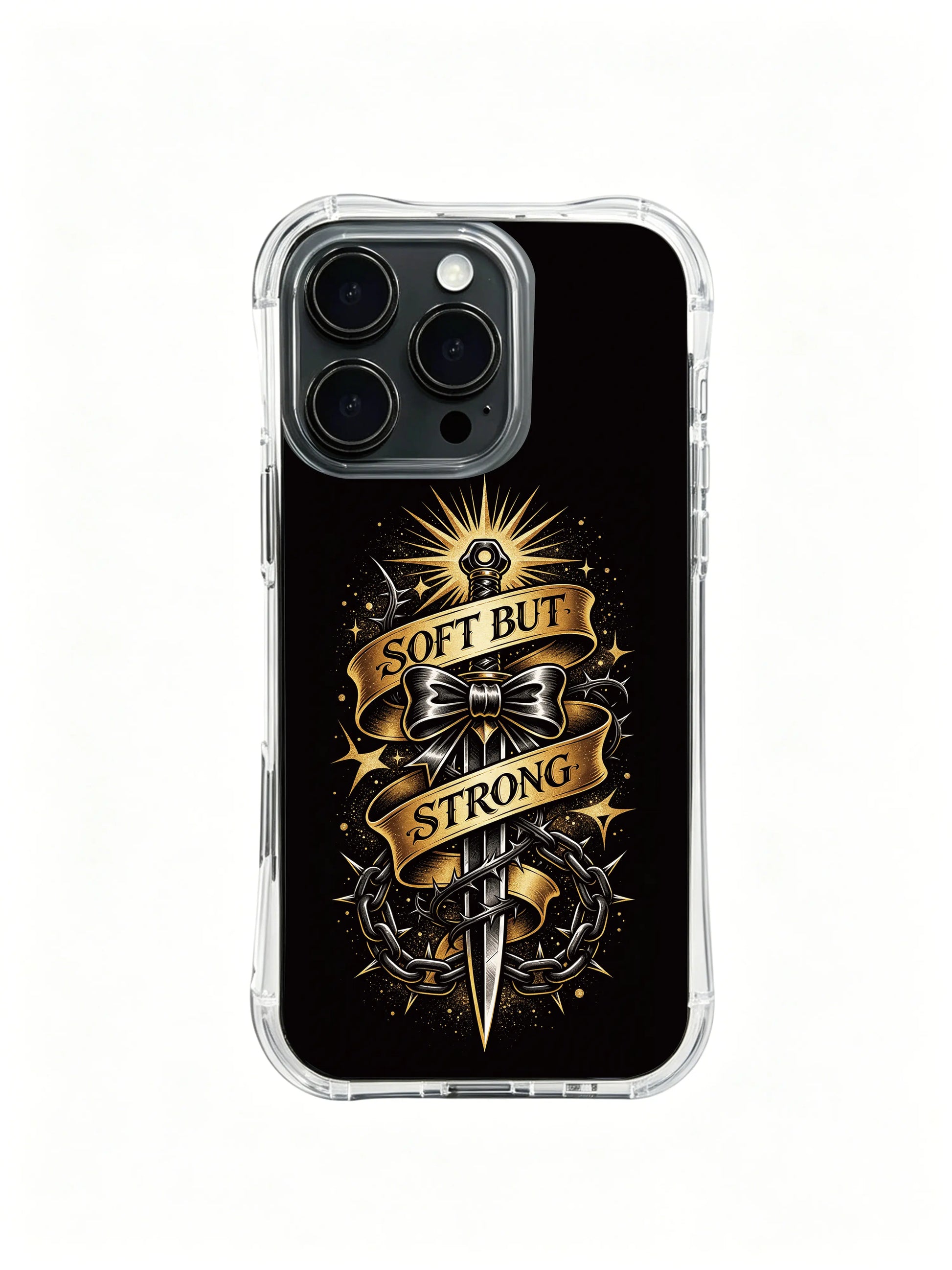 Cold metal collide with smooth silky structure PhoneCasing, aesthetic iPhone 14 Plus Case with dark industrial tone, soft non-slip grip phone cover.