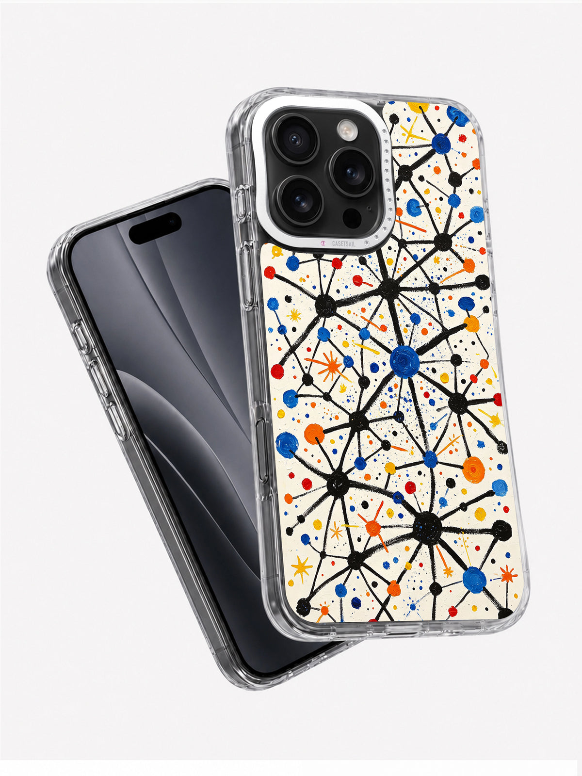 Micro Universe Fragments iPhone 16 Pro Max case angle view