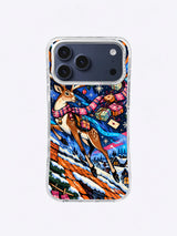 Midnight Antler Courier iPhone case in Moonlit Rooftop Run artwork