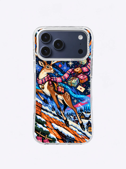 Midnight Antler Courier iPhone case in Moonlit Rooftop Run artwork