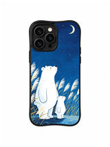 Silver Reed Moon Pair pattern on iPhone 14 Pro Max case