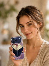 Lifestyle view of the Midnight Book Burst dark academia book iPhone case