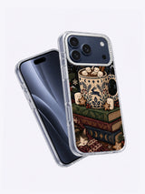 Angled product view of Midnight Cocoa Club artwork on an iPhone 17 Pro Max case