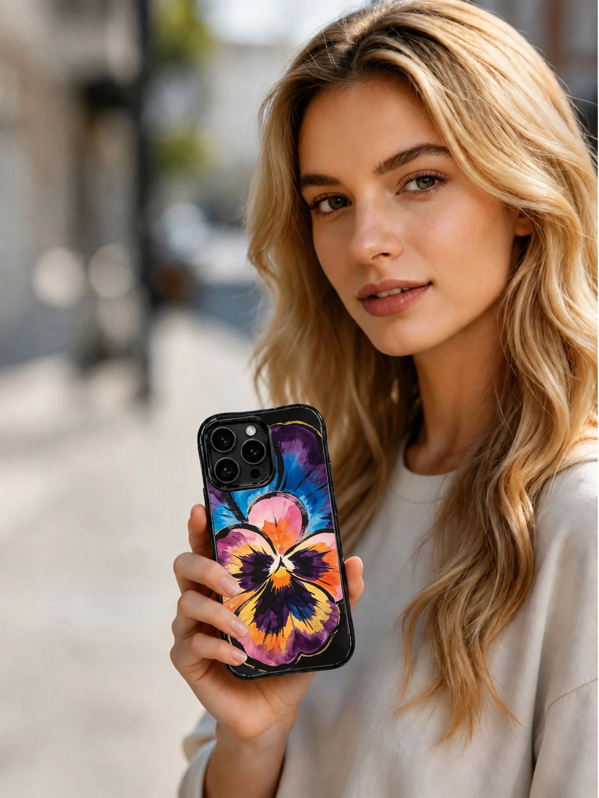 Product or handheld view of the Midnight Color Meadow case