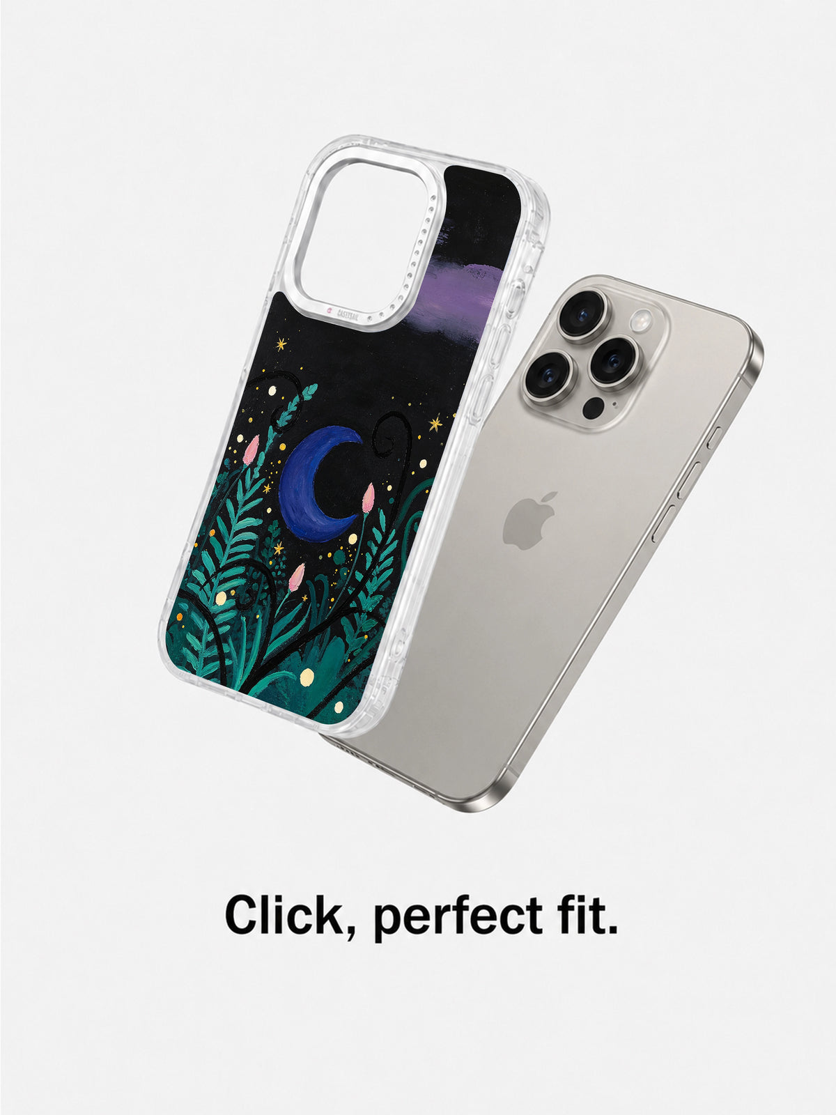 Midnight botanical iPhone 16 Pro case separated view