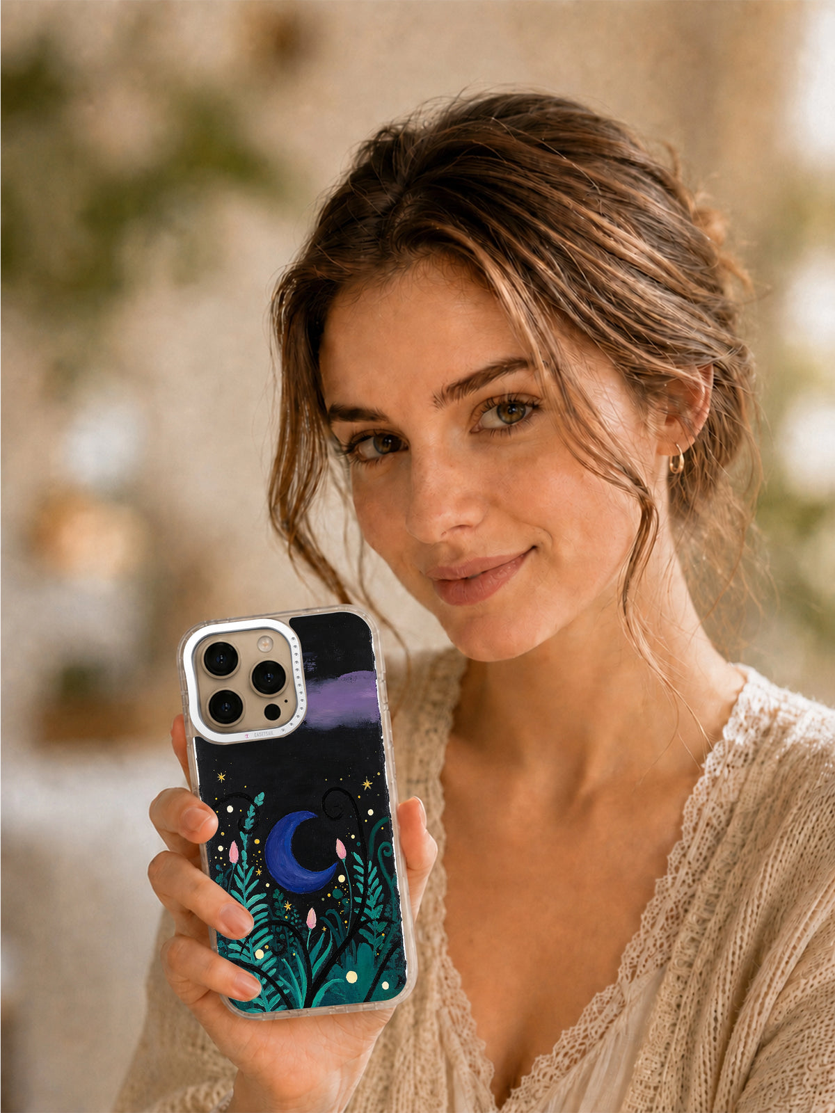 Midnight Garden Dream iPhone 16 Pro case lifestyle view
