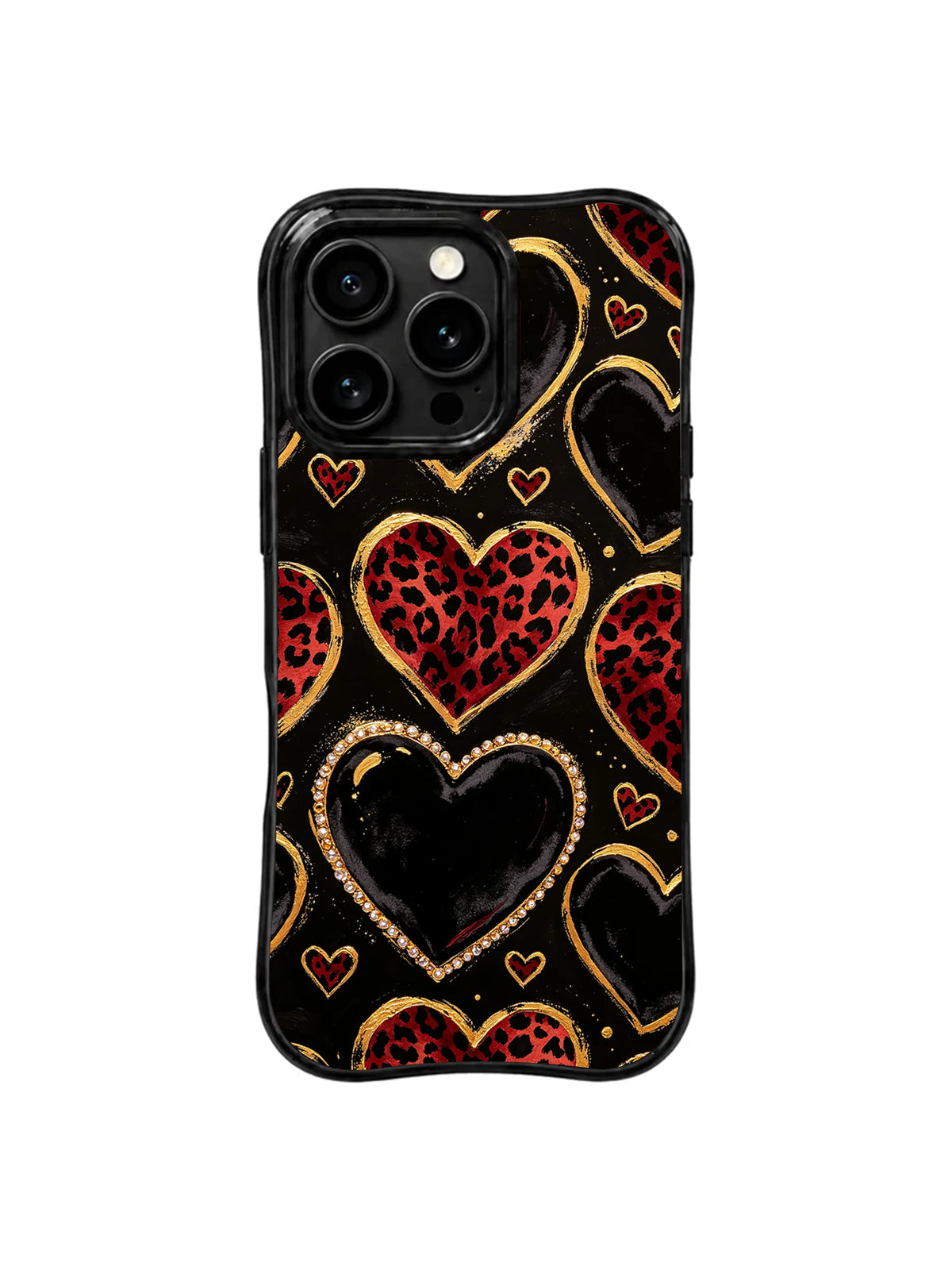 Golden Shadow Hearts artwork for iPhone 16 Pro case