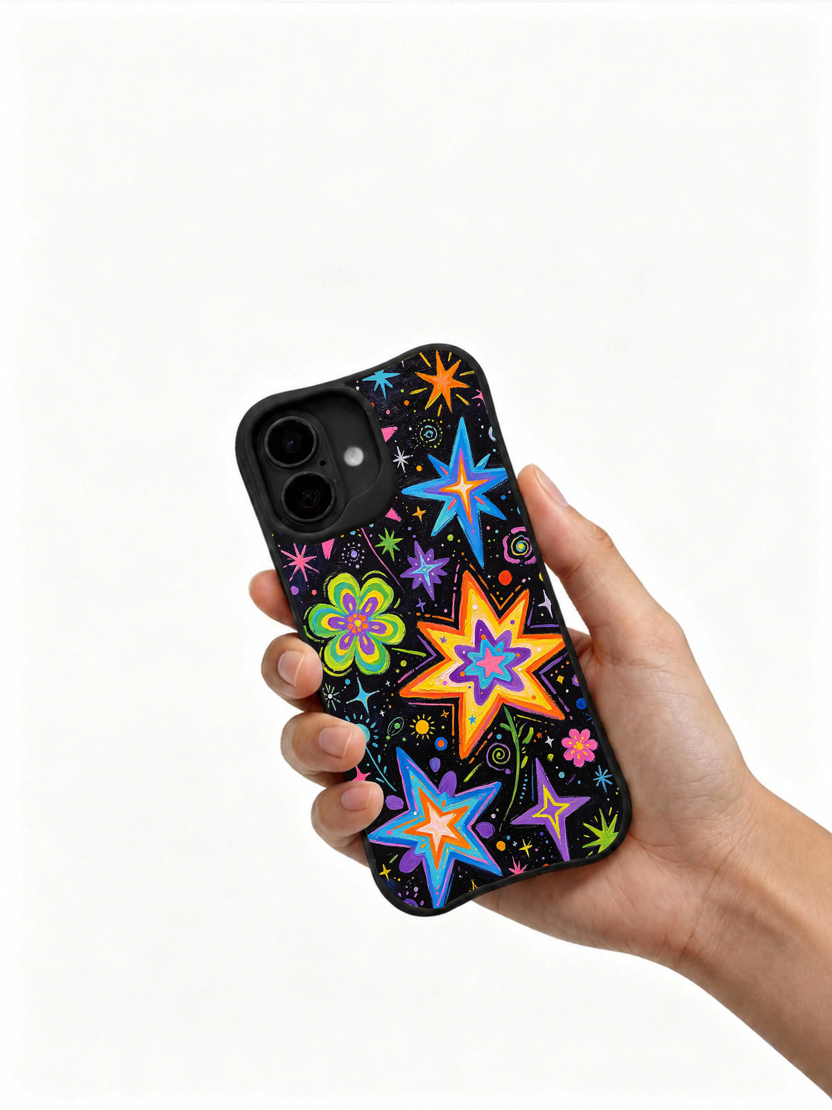 Product or handheld view of the Midnight Rainbow Star Garden case