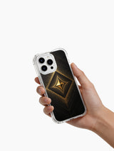PhoneCasing iPhone 14 Pro Max Case with midnight sigil-inspired gold art, durable clear protective case for modern aesthetic.
