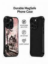 Ghost train, black cat, and station iPhone 13 Pro case detail