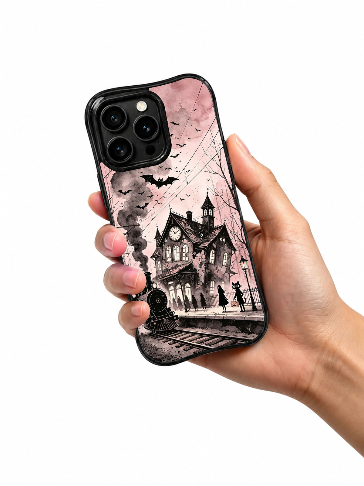Midnight Spirit Train Station iPhone 13 Pro case lifestyle scene