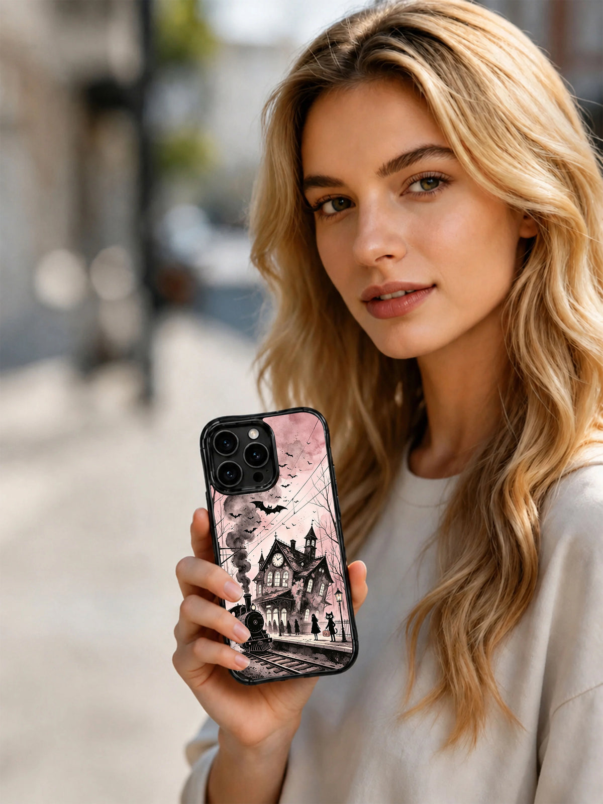 Midnight Spirit Train Station iPhone 13 Pro case product presentation