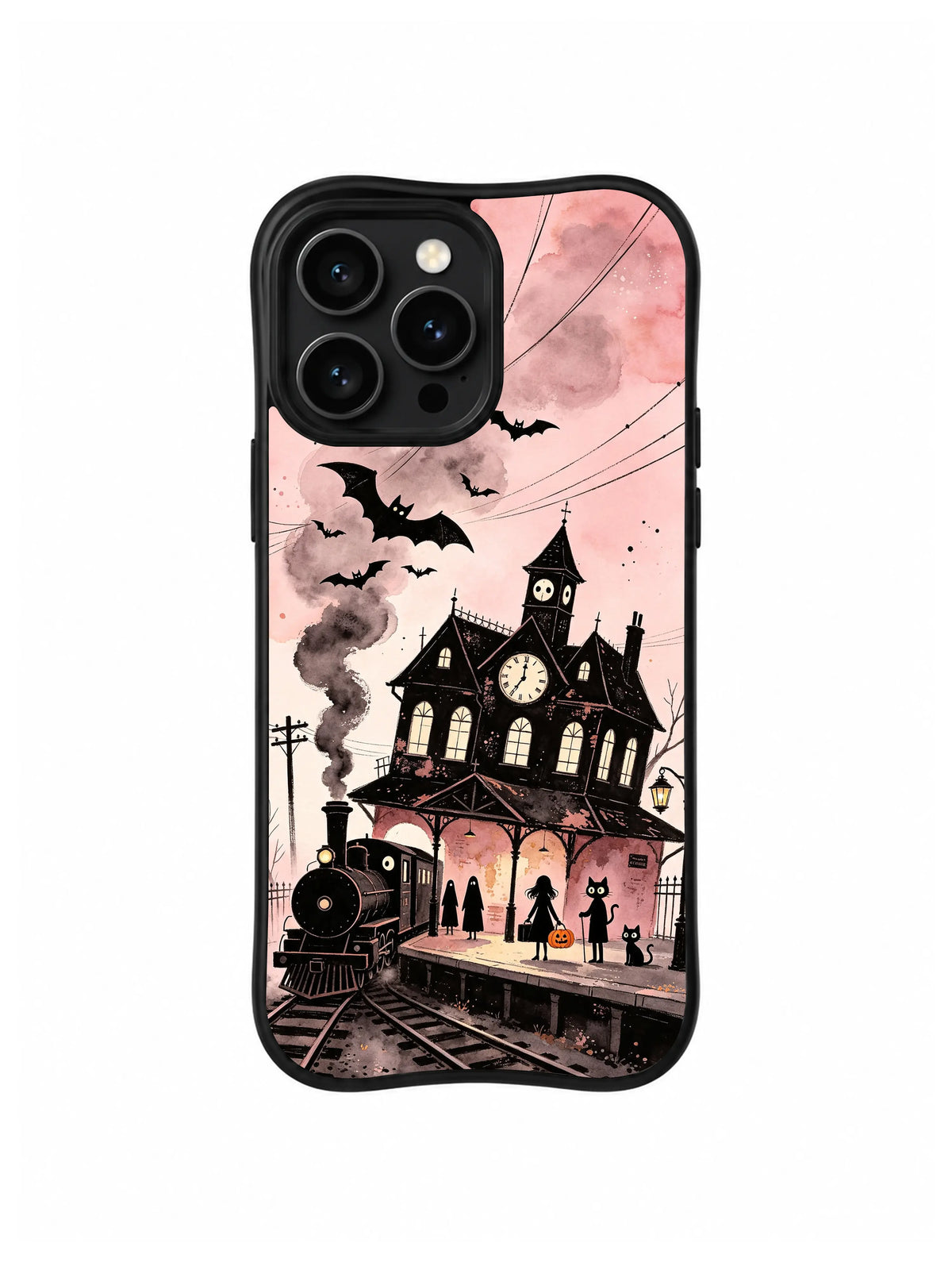 Pumpkin Suitcase Farewell artwork on an iPhone 13 Pro case
