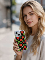 Midnight Strawberry Field iPhone 14 Plus case lifestyle view