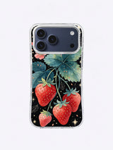 Midnight Strawberry Moon iPhone case, Crimson Strawberry Moonvine pattern