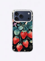 Midnight Strawberry Moon iPhone case, Wild Strawberry Star Cluster pattern