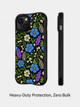 Midnight wildflower bone art phone case detail