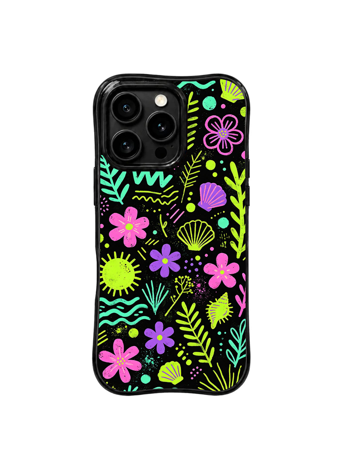 Midnight Zebra Bloom iPhone 15 Pro case front view