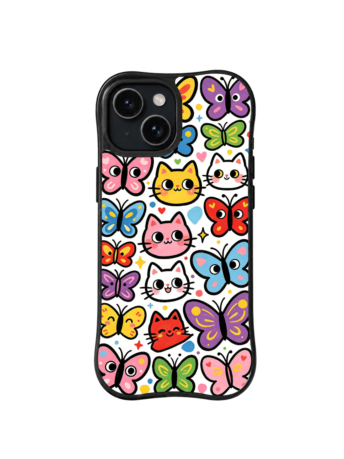 Butterfly Cat Garden butterfly cat pattern for iPhone 15 case