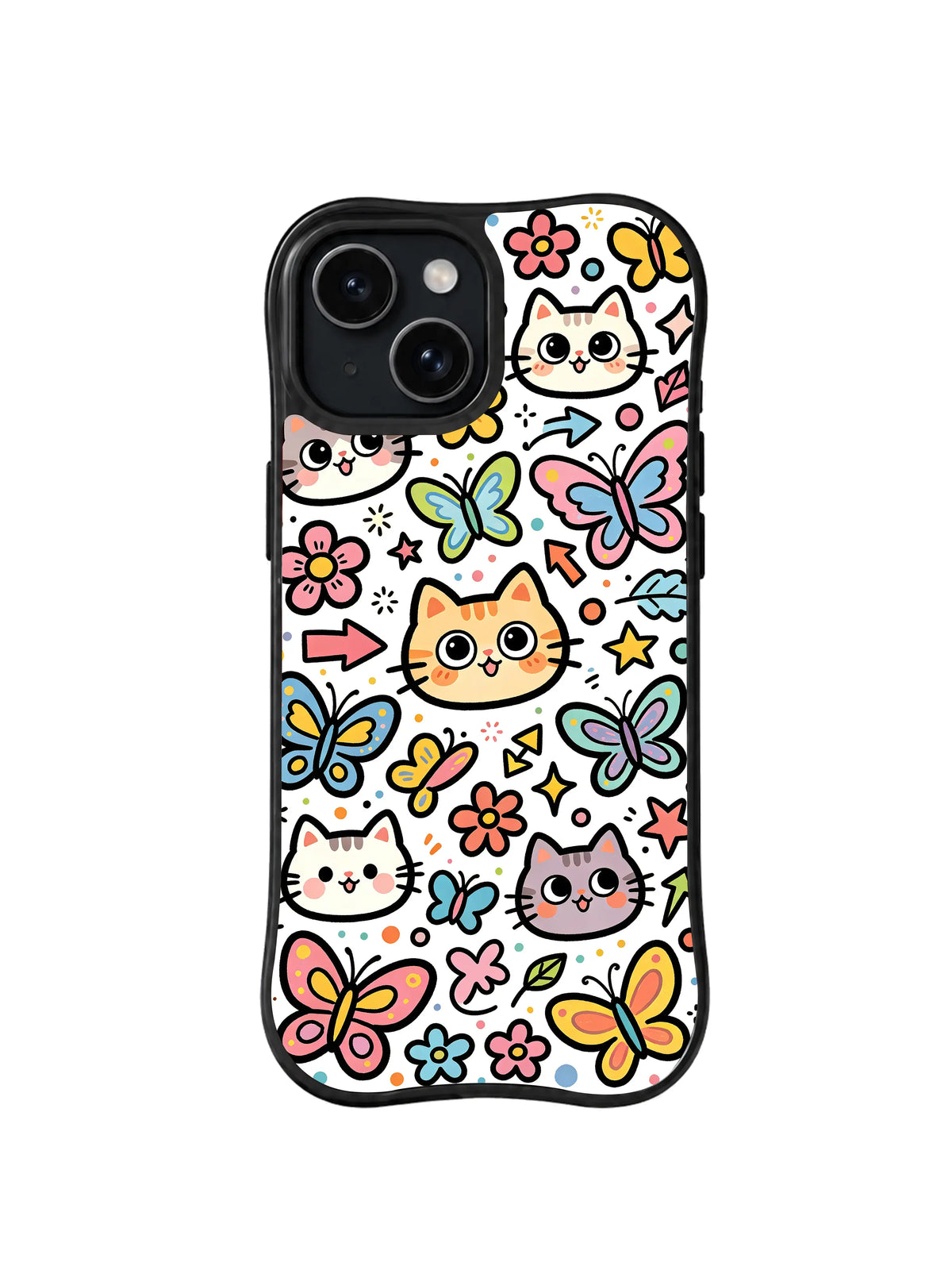 Butterfly Meow Parade butterfly cat pattern for iPhone 15 case