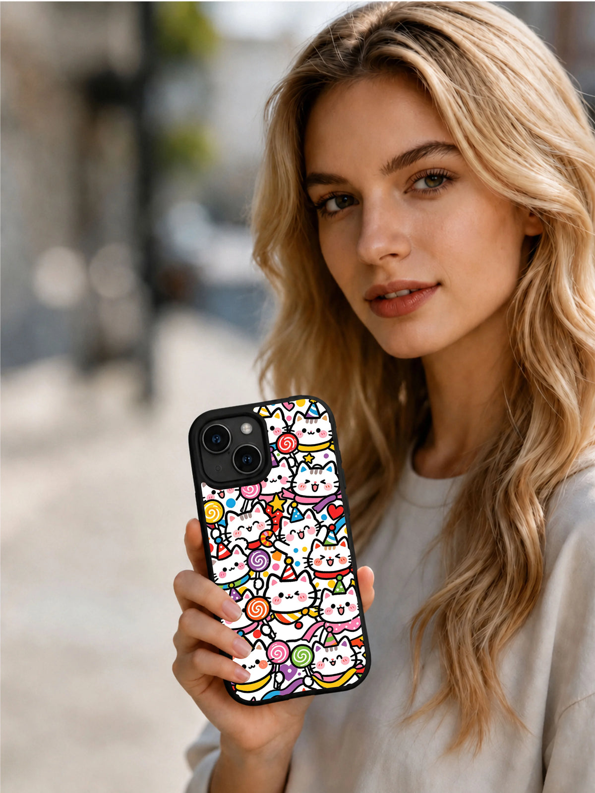 Candy Cat Carnival iPhone 15 case artwork view 6