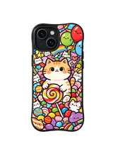 Lollipop Cat Feast candy cat pattern for iPhone 15 case