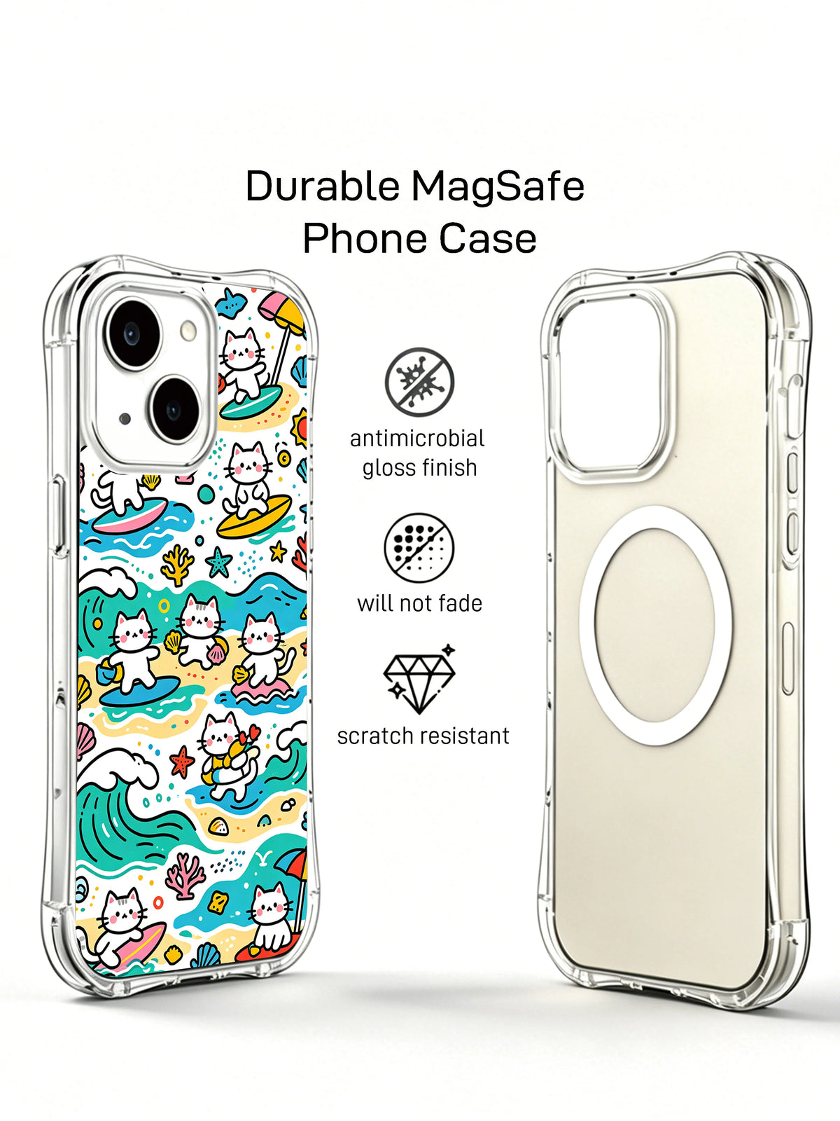 Coastal Cat Parade iPhone 15 case artwork view 2