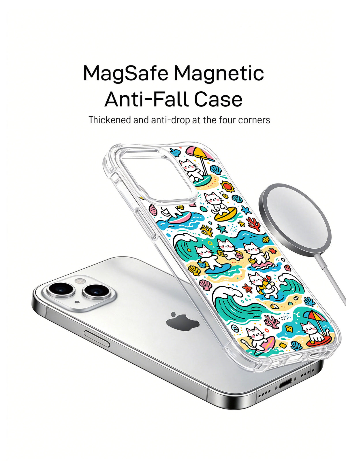 Coastal Cat Parade iPhone 15 case artwork view 3