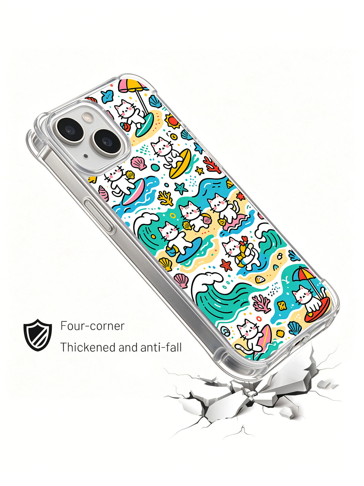 Coastal Cat Parade iPhone 15 case artwork view 4