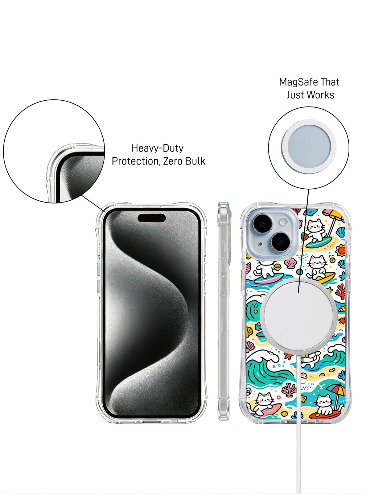 Coastal Cat Parade iPhone 15 case artwork view 5
