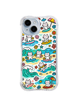 Surfing Cat Day coastal cat pattern for iPhone 15 case