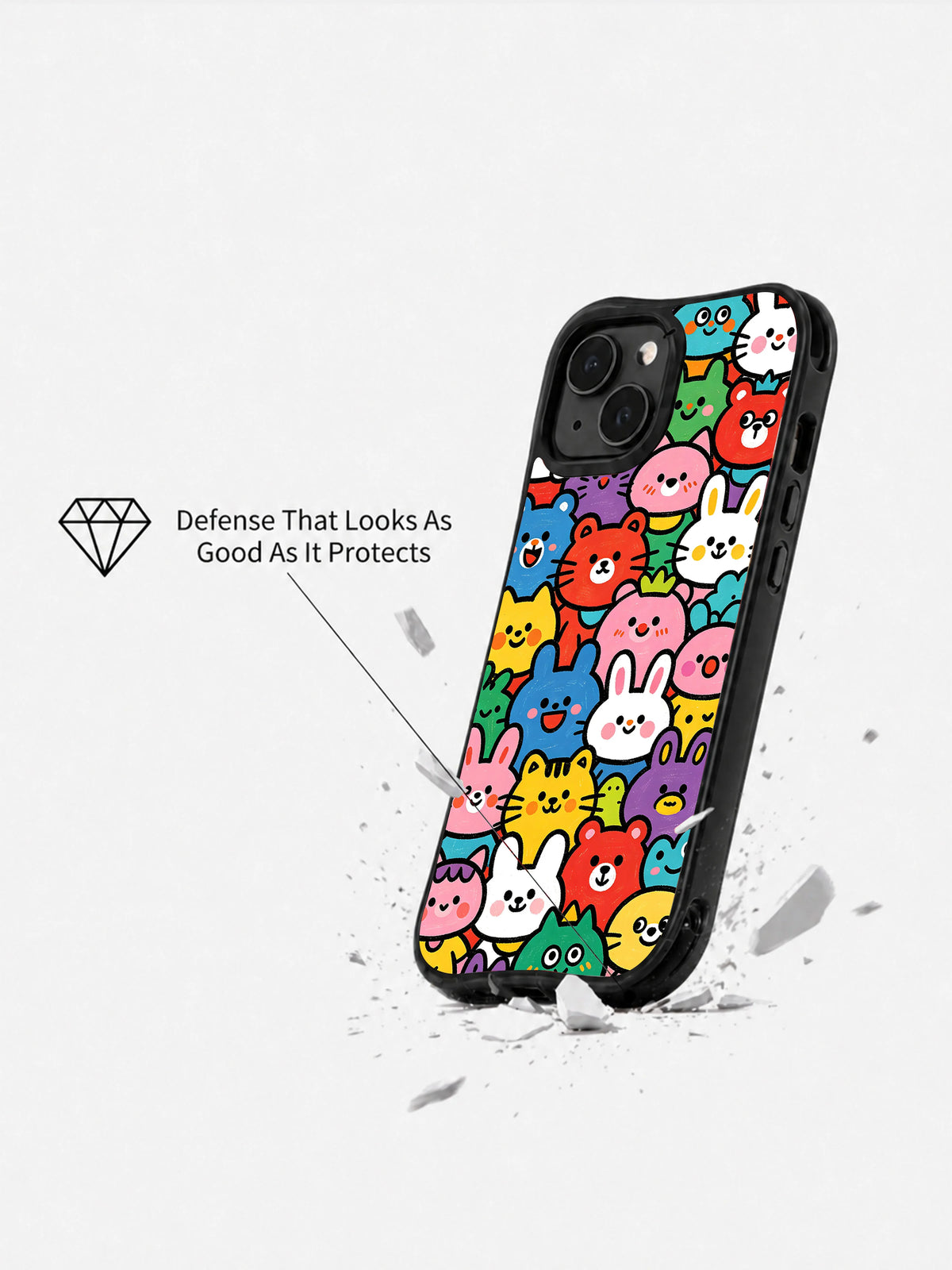 Colorful Animal Friends iPhone 15 case artwork view 3